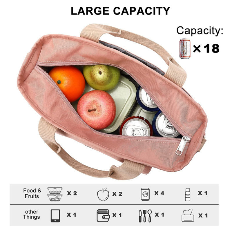 Pink Insulated Lunch Bag With Removable Strap Side Pockets For Water Bottle