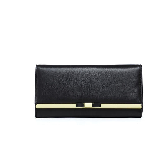 Elegant Black Women's Long Wallet Clutch Purse With Zip Coin Pocket And Card Slots