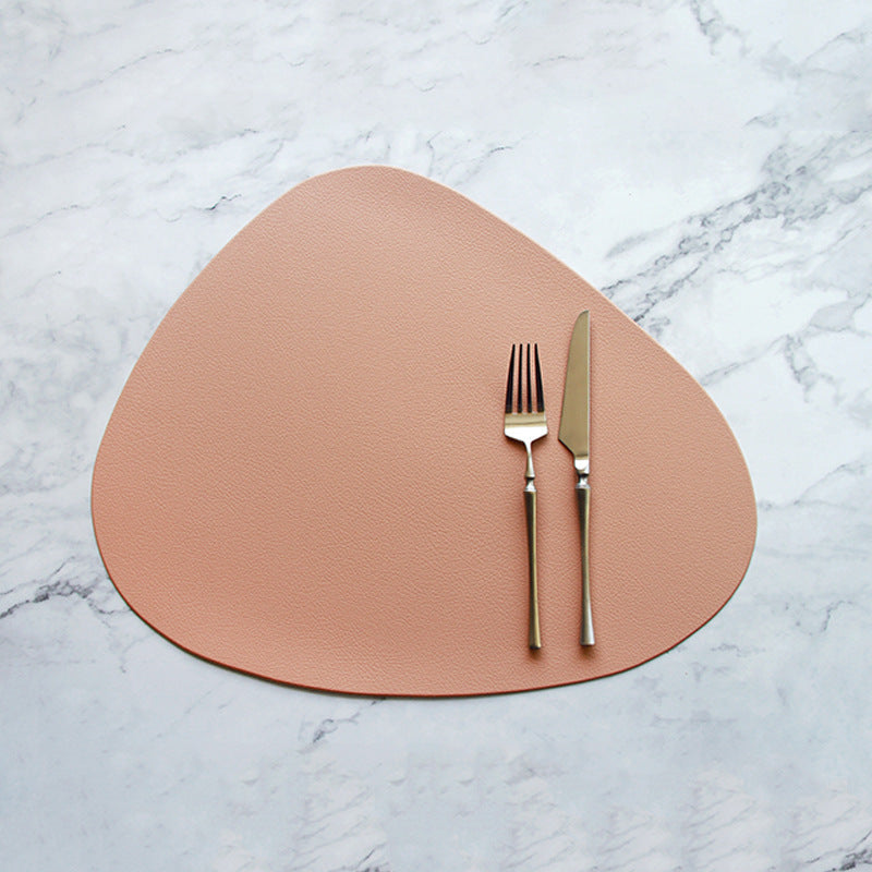 4 Pcs Pink Nordic Style Pvc Leather Placemats Set Waterproof Heat Resistant Oil Proof Triangular