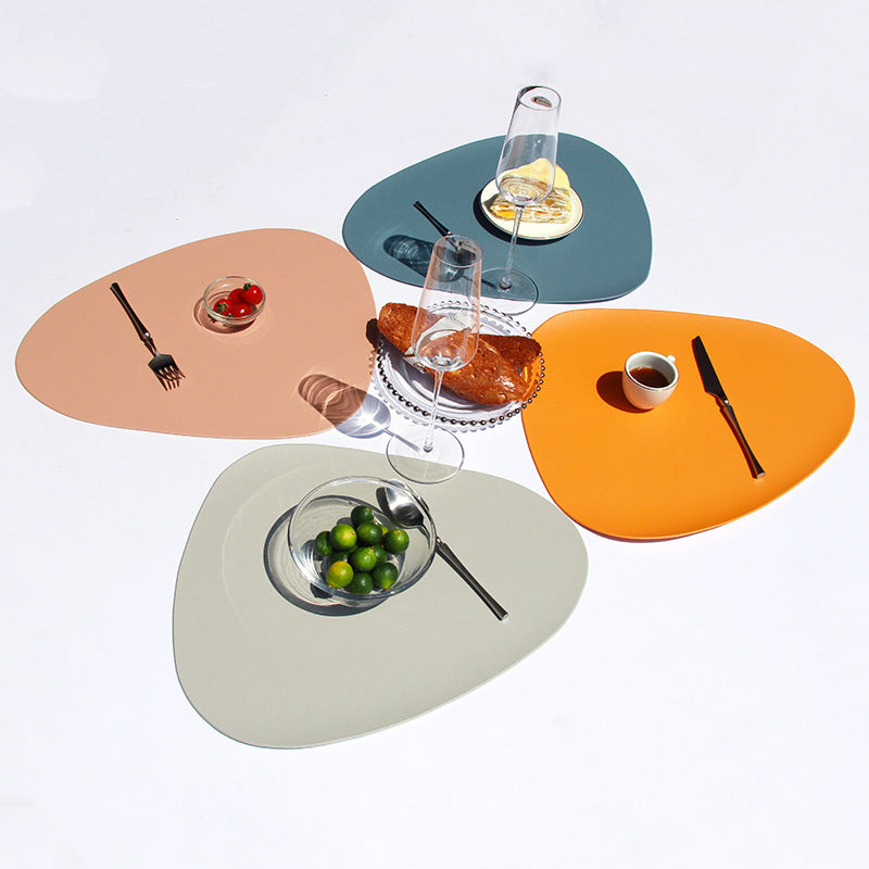 4 Pcs Pink Nordic Style Pvc Leather Placemats Set Waterproof Heat Resistant Oil Proof Triangular