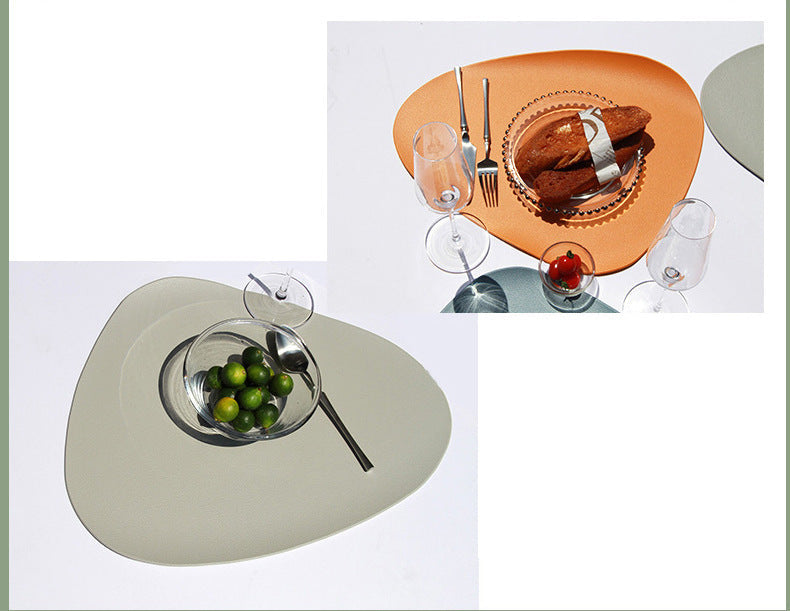 4 Pcs Pink Nordic Style Pvc Leather Placemats Set Waterproof Heat Resistant Oil Proof Triangular