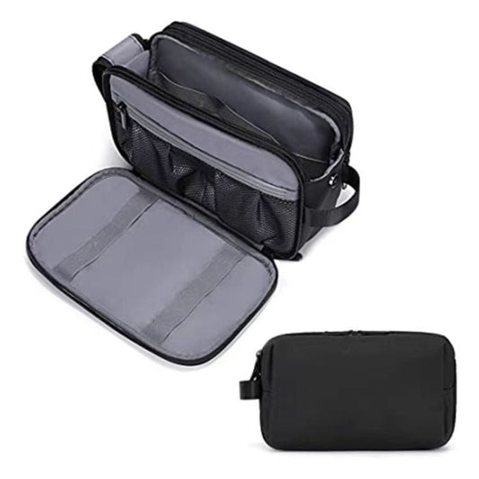 Black Stylish Waterproof Travel Toiletry Bag Organizer Large Capacity Shaving Kit & Makeup Case(Makeup Is A Prop For Sho