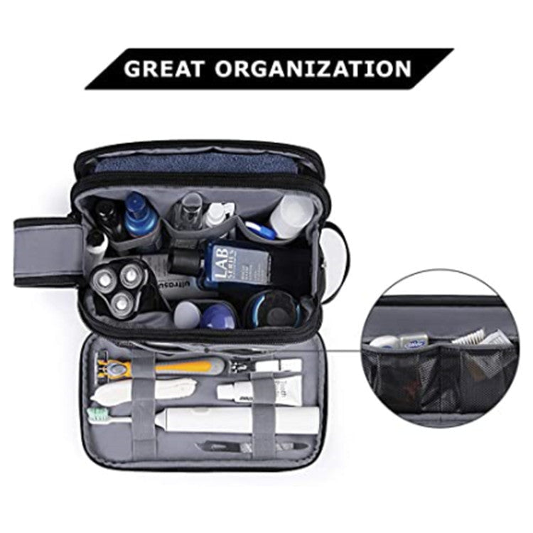 Black Stylish Waterproof Travel Toiletry Bag Organizer Large Capacity Shaving Kit & Makeup Case(Makeup Is A Prop For Sho