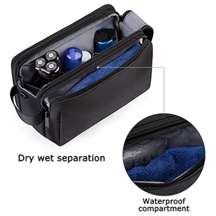 Black Stylish Waterproof Travel Toiletry Bag Organizer Large Capacity Shaving Kit & Makeup Case(Makeup Is A Prop For Sho