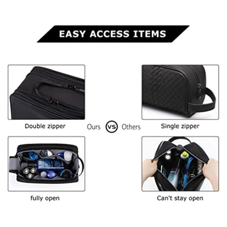 Black Stylish Waterproof Travel Toiletry Bag Organizer Large Capacity Shaving Kit & Makeup Case(Makeup Is A Prop For Sho