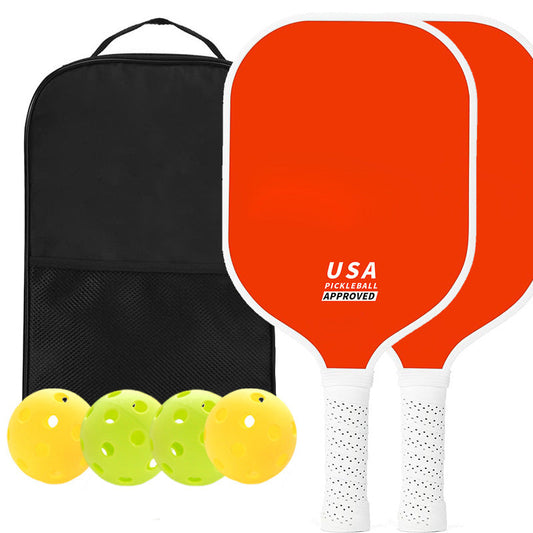 Orange Fiberglass Pickleball Paddle Set - 2 Minimalist Paddles 4 Balls And Carry Bag For Outdoor Play