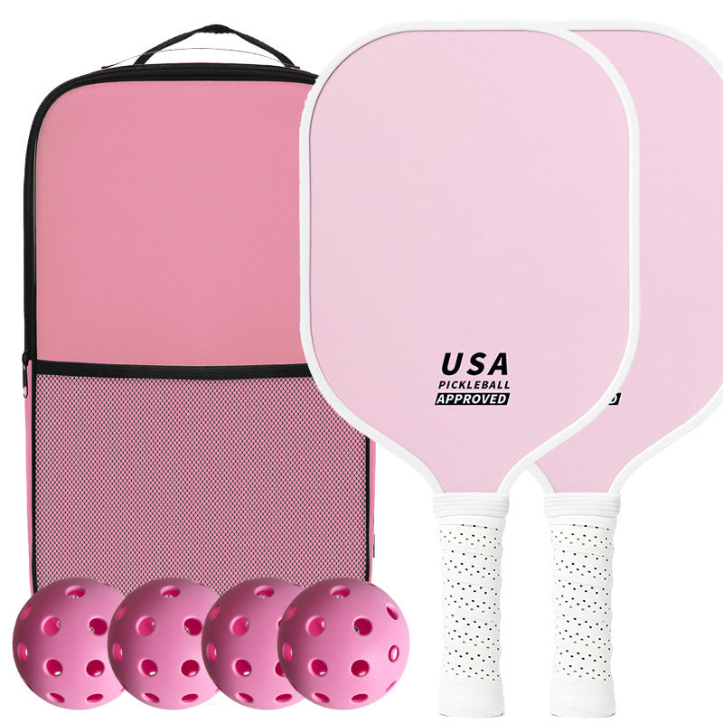 Orange Fiberglass Pickleball Paddle Set - 2 Minimalist Paddles 4 Balls And Carry Bag For Outdoor Play