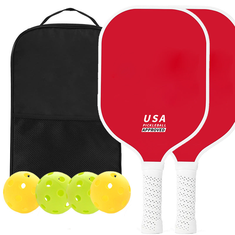 Orange Fiberglass Pickleball Paddle Set - 2 Minimalist Paddles 4 Balls And Carry Bag For Outdoor Play