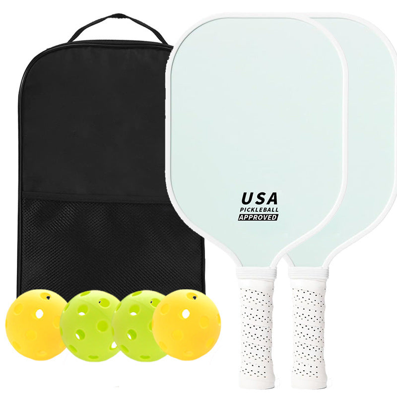 Orange Fiberglass Pickleball Paddle Set - 2 Minimalist Paddles 4 Balls And Carry Bag For Outdoor Play