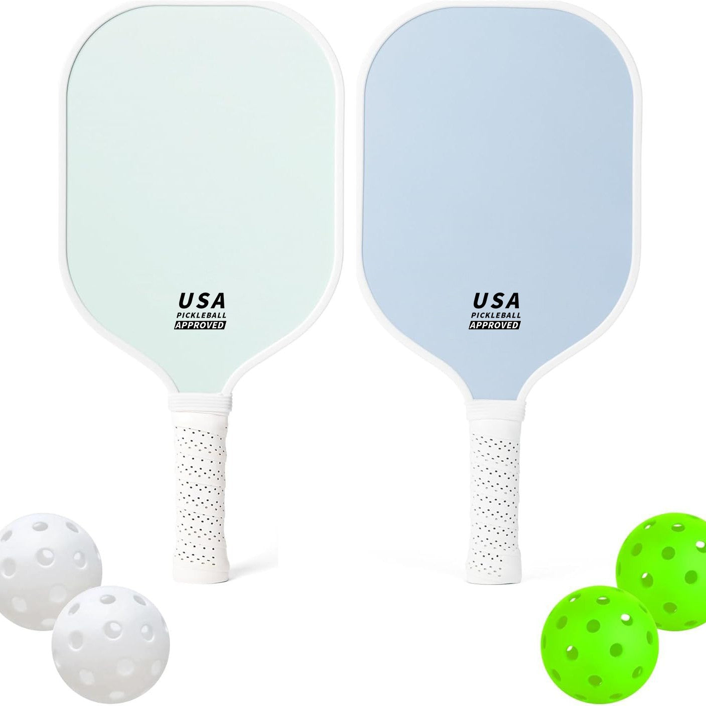 Orange Fiberglass Pickleball Paddle Set - 2 Minimalist Paddles 4 Balls And Carry Bag For Outdoor Play
