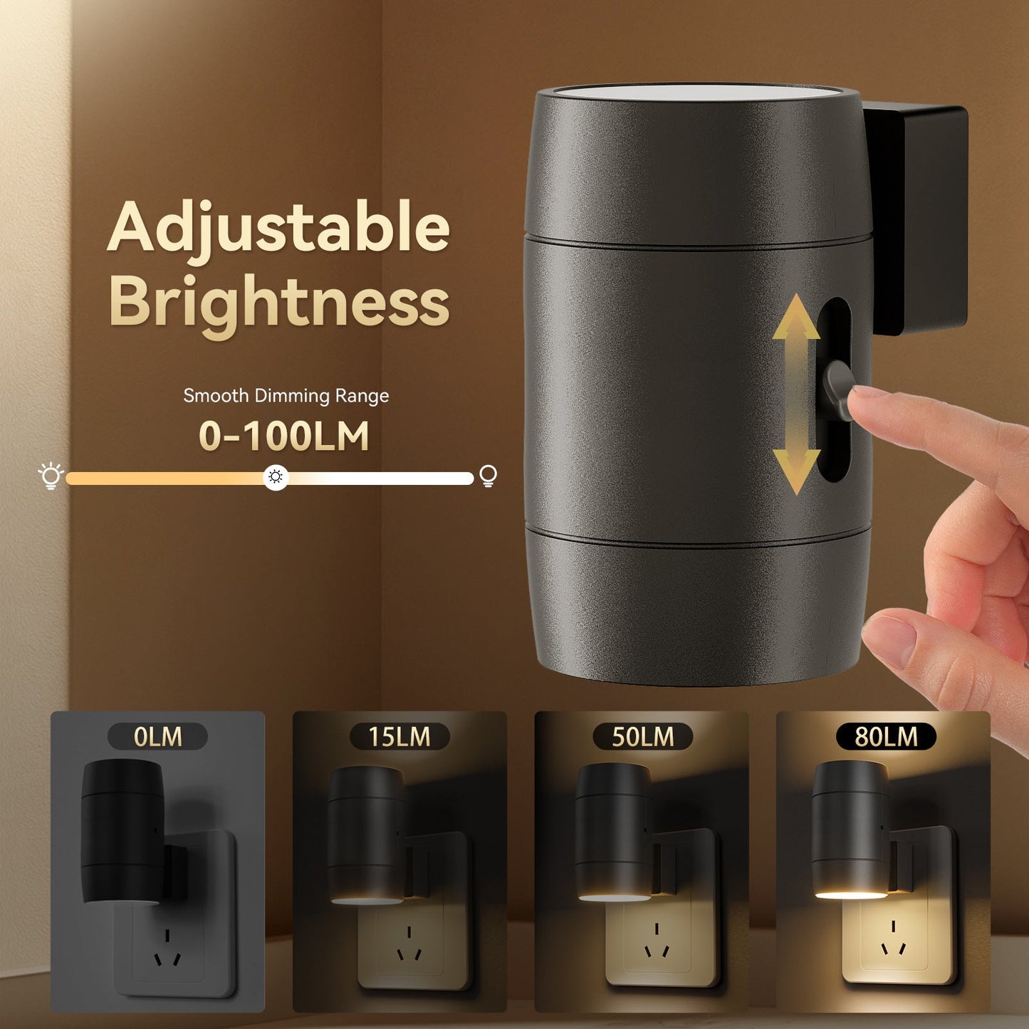 1 Sets of Elosung 1 Sets Of Brightness Plug In Night Light Rotatable Motion Sensor For Hallway Living Room And Bedroom