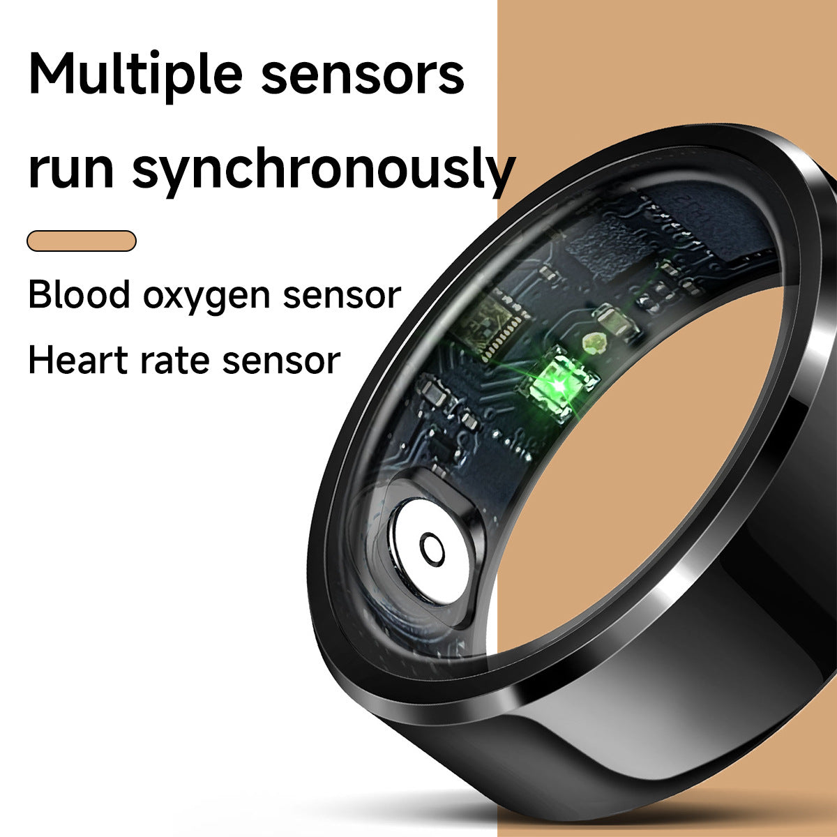 Silver Round 0.74Inch Smart Ring With Heart Rate Sleep Tracking Ip68 Waterproof Tracker