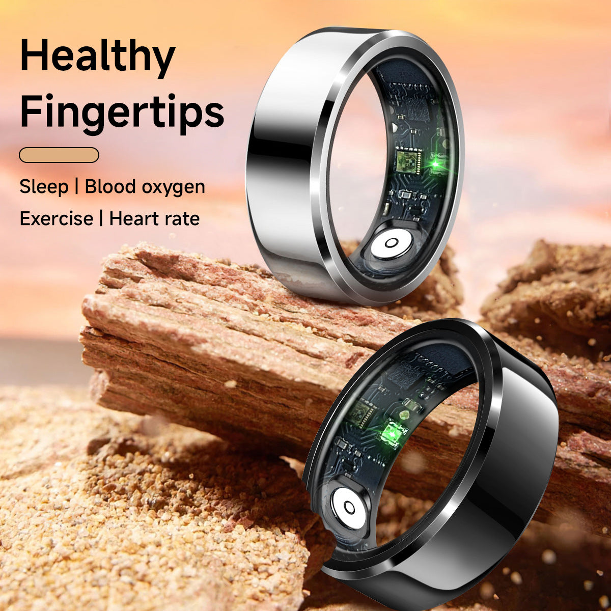 Rose Gold Round 0.81Inch Smart Ring With Heart Rate And Sleep Tracking Ip68 Waterproof Fitness Tracker Step Counter
