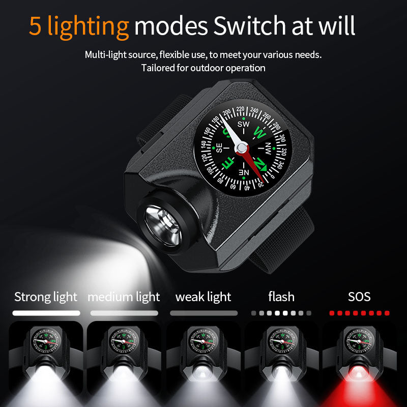 Xpg Wrist Light Rechargeable Led Running With Compass And Watch For Camping Adventure