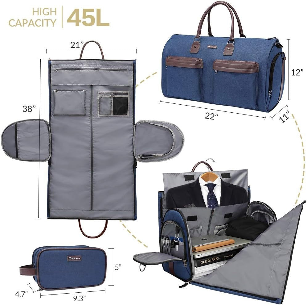 Dark Blue 45L Garment Duffel Bag Men's Travel Suit Carry On Weekender