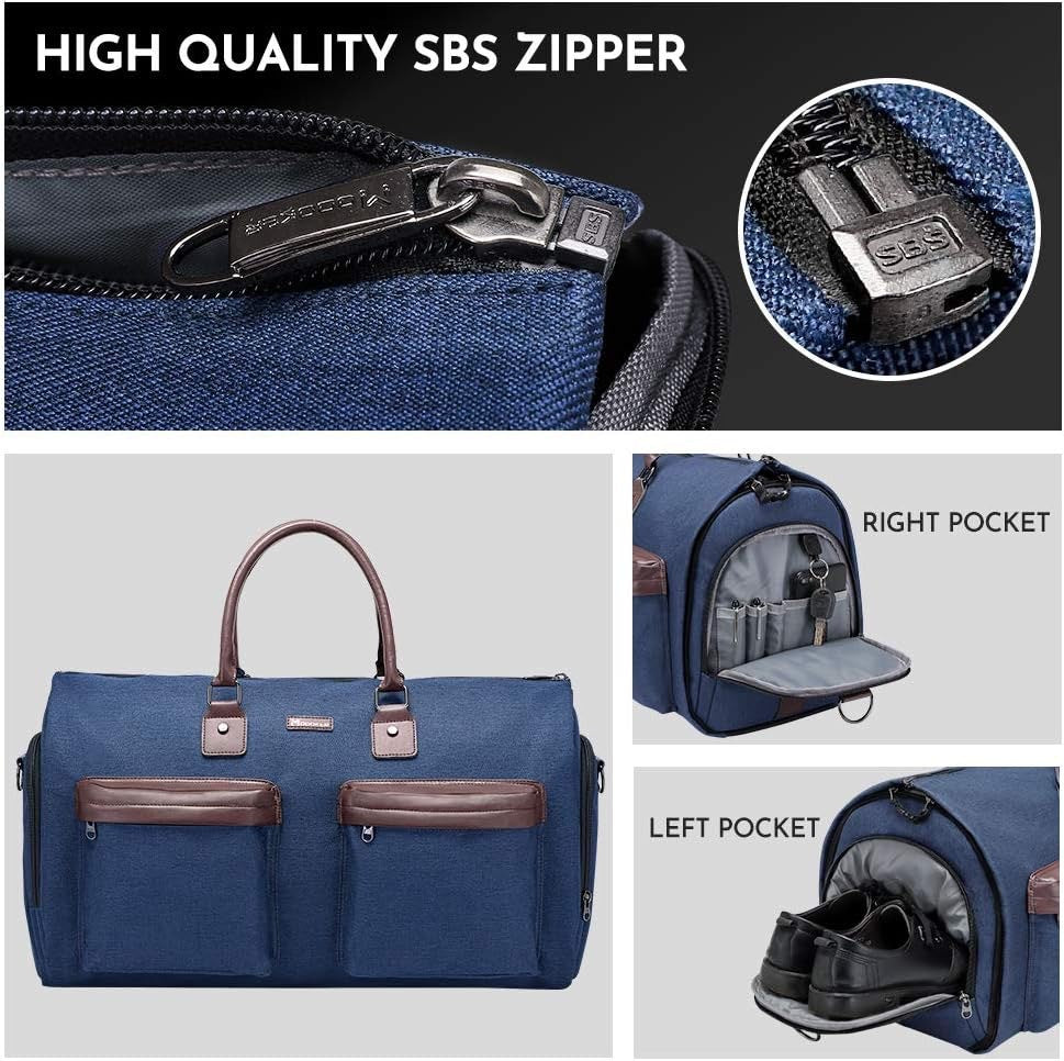 Dark Blue 45L Garment Duffel Bag Men's Travel Suit Carry On Weekender