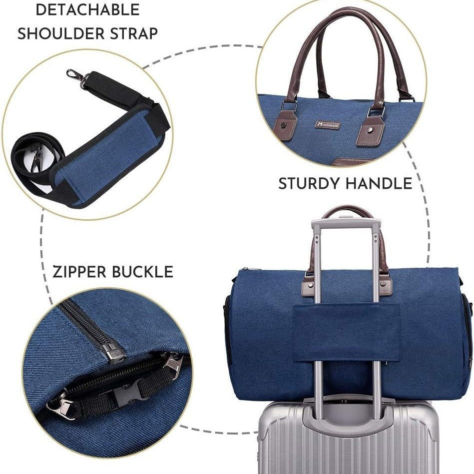 Dark Blue 45L Garment Duffel Bag Men's Travel Suit Carry On Weekender