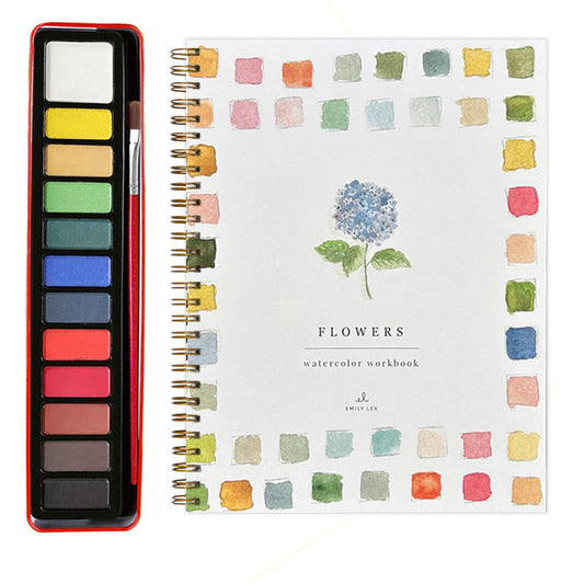 Flowers 2-Pack Watercolor Painting Set Premium Bird-Themed Coloring Books With Paints (22.86X16.51Cm) Artist-Grade Workb