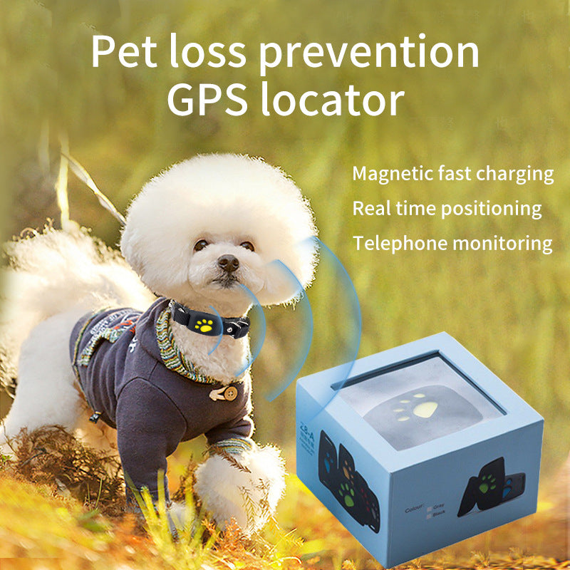 Black Real Time Pet Gps Tracker Locator Magnetic Charging Multi Mode Positioning For Dogs & Cats