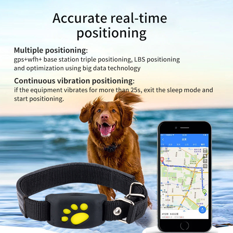 Black Real Time Pet Gps Tracker Locator Magnetic Charging Multi Mode Positioning For Dogs & Cats