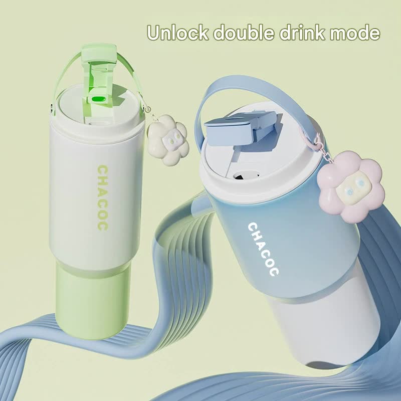 304 Stainless Steel Insulated Tumblerlarge Capacity With Handle And Cute Cloud Accessory Pink