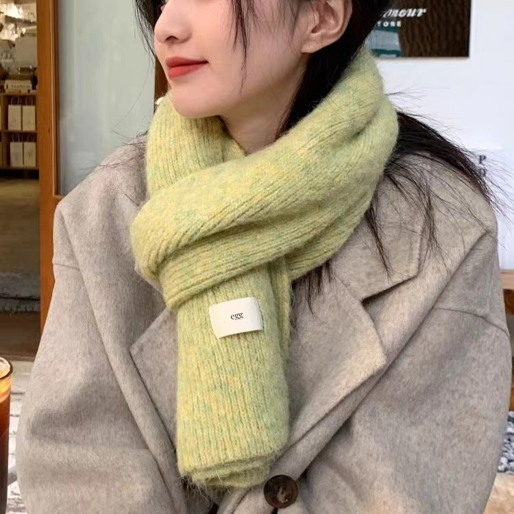 Beige Cozy Knit Scarf Soft Wool Blend Winter Neck Wrap Warm And Stylish