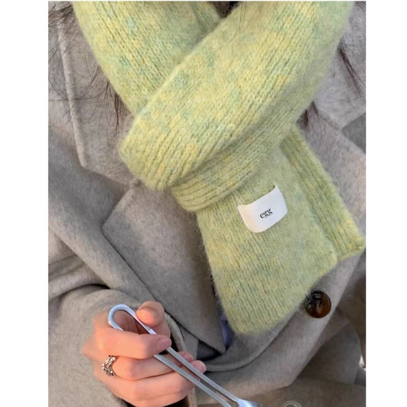 Beige Cozy Knit Scarf Soft Wool Blend Winter Neck Wrap Warm And Stylish