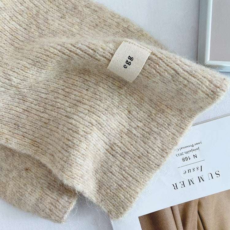 Beige Cozy Knit Scarf Soft Wool Blend Winter Neck Wrap Warm And Stylish
