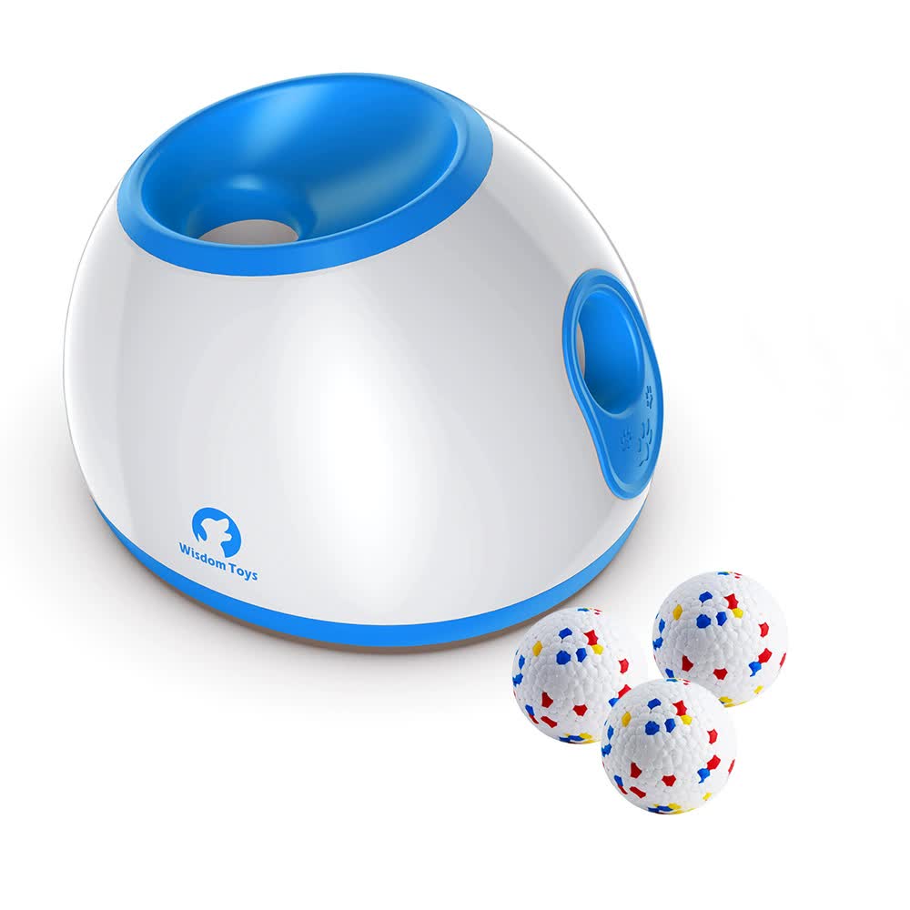 Elosung Automatic Dog Ball Launcher With Adjustable Distance Includes 3 Durable Balls Blue