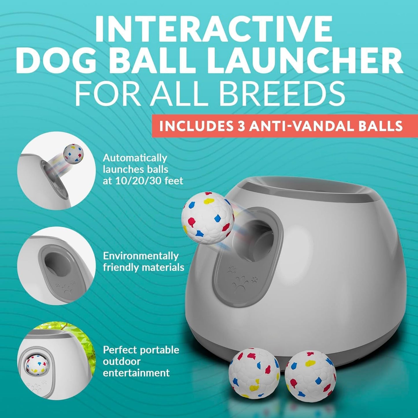 Elosung Automatic Dog Ball Launcher With Adjustable Distance Includes 3 Durable Balls Blue