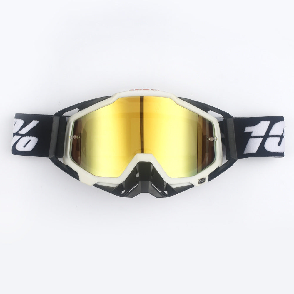 White Black Motorcycle Goggles Uv Protective Anti Dust Riding Glasses Outdoor Sports Red Lenses