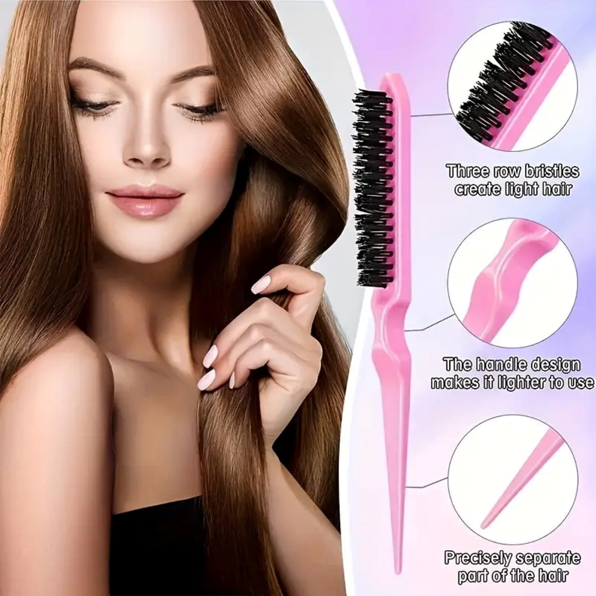 Complete Hair Styling Kit With Detangling Brushes Combs Spray Bottle And Accessories(Pink)