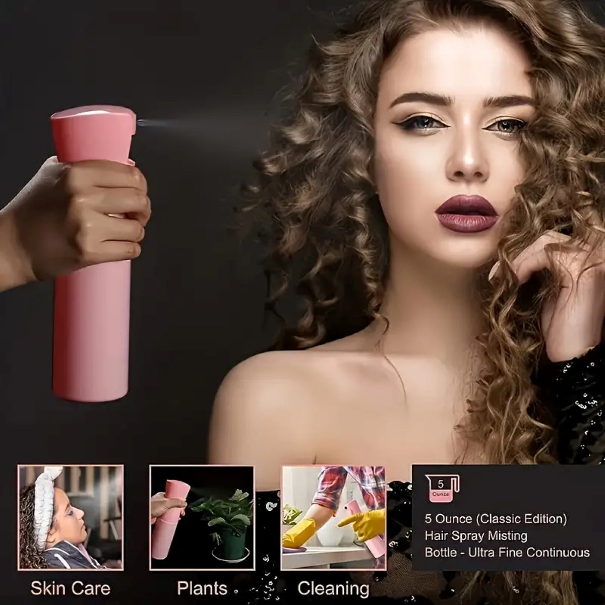 Complete Hair Styling Kit With Detangling Brushes Combs Spray Bottle And Accessories(Pink)