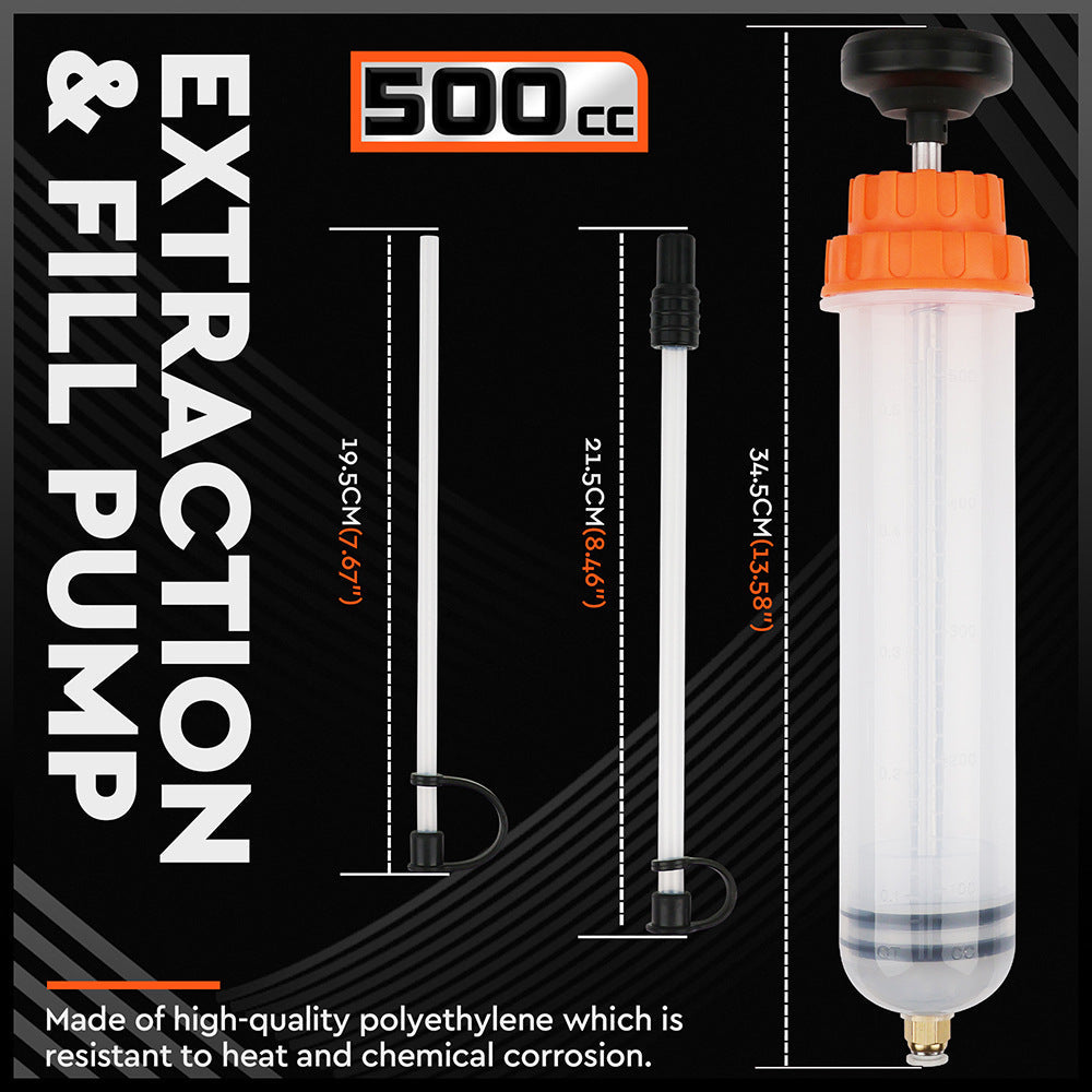 500Cc Fluid Extraction & Fill Pump Syringe Durable Manual For Automotive Marine Fluids