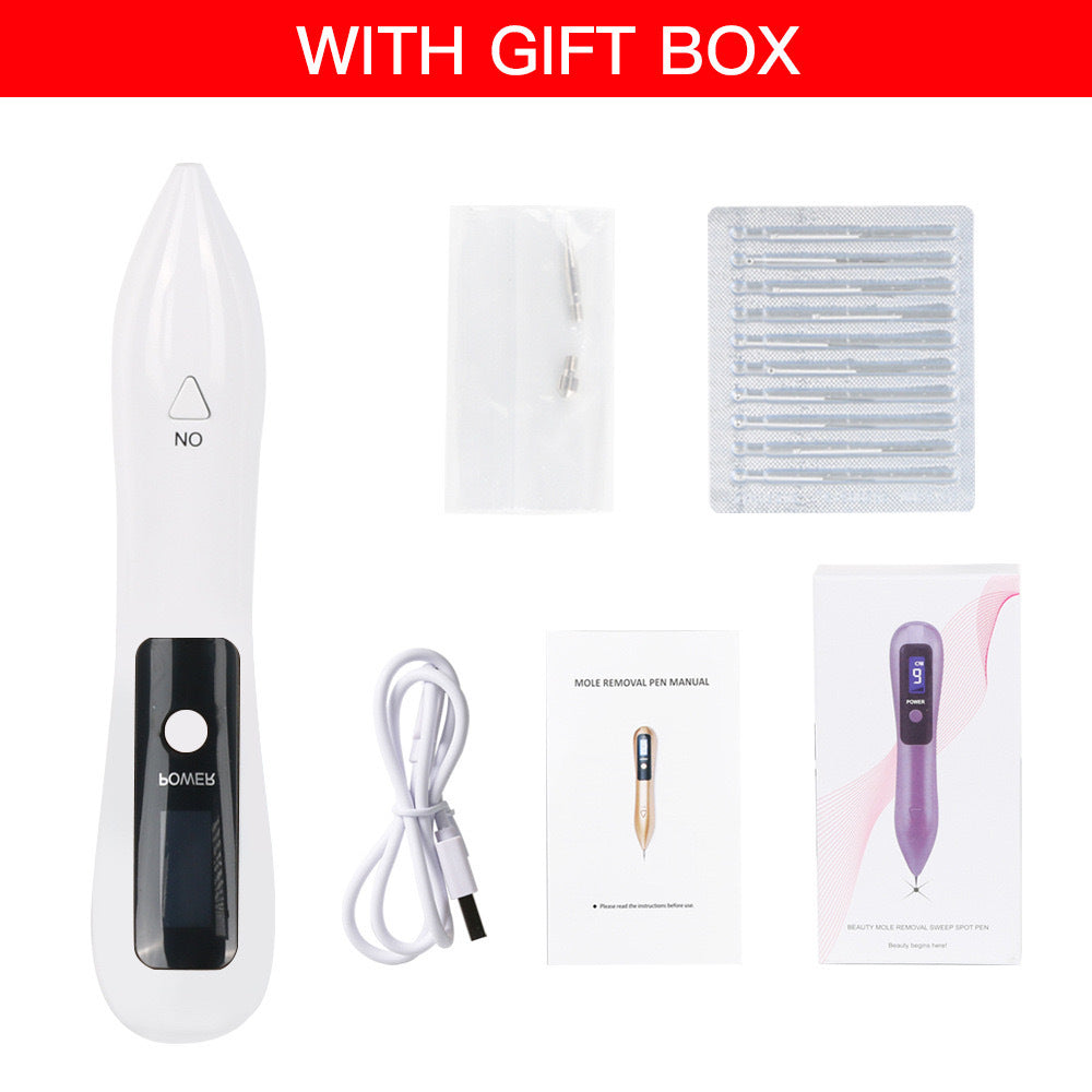 Professional 9 Level Skin Tag & Mole Remover Pen Usb Rechargeable With Led Display Multiple Needles(White)