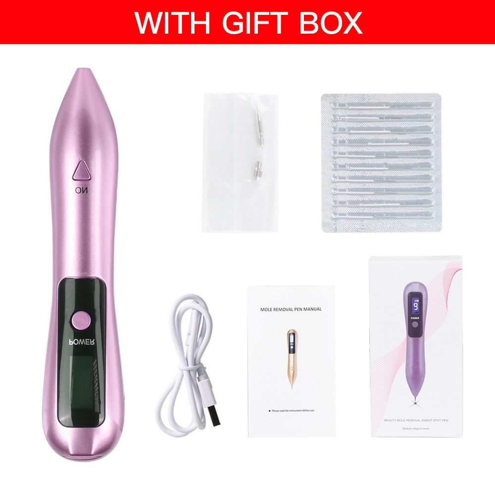 Professional 9 Level Skin Tag & Mole Remover Pen Usb Rechargeable With Led Display Multiple Needles(White)
