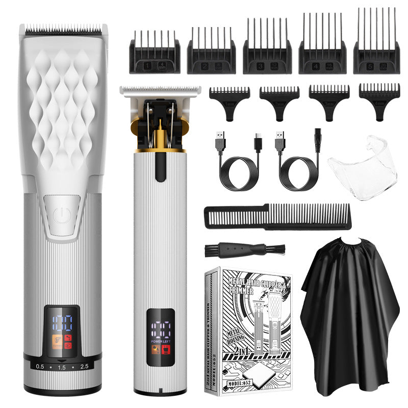 Professional 2 In 1 Cordless Hair Clipper & Trimmer Kit With Led Display 5 Speed Fine Tuning