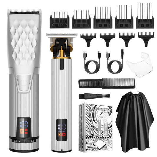 Professional 2 In 1 Cordless Hair Clipper & Trimmer Kit With Led Display 5 Speed Fine Tuning