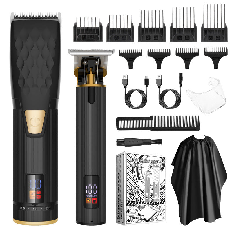 Professional 2 In 1 Cordless Hair Clipper & Trimmer Kit With Led Display 5 Speed Fine Tuning