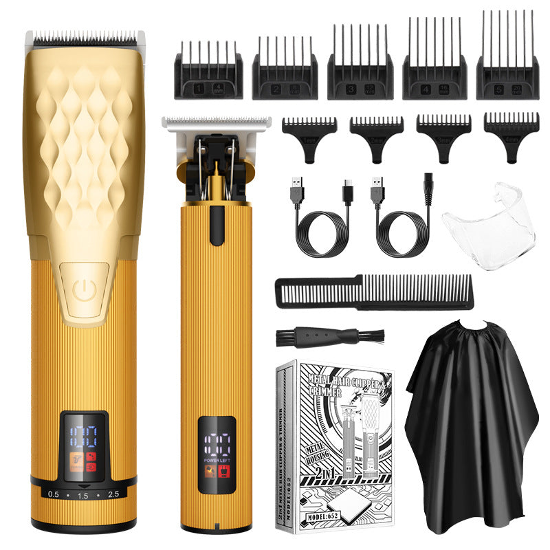 Professional 2 In 1 Cordless Hair Clipper & Trimmer Kit With Led Display 5 Speed Fine Tuning