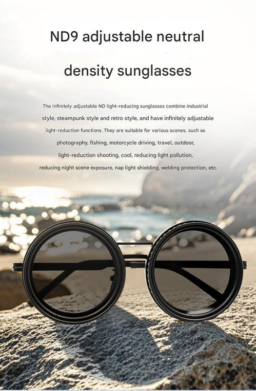Nd9 Filter Sunglasses Steampunk Retro Design With Polarized Hd Anti Glare Lenses (Gold)