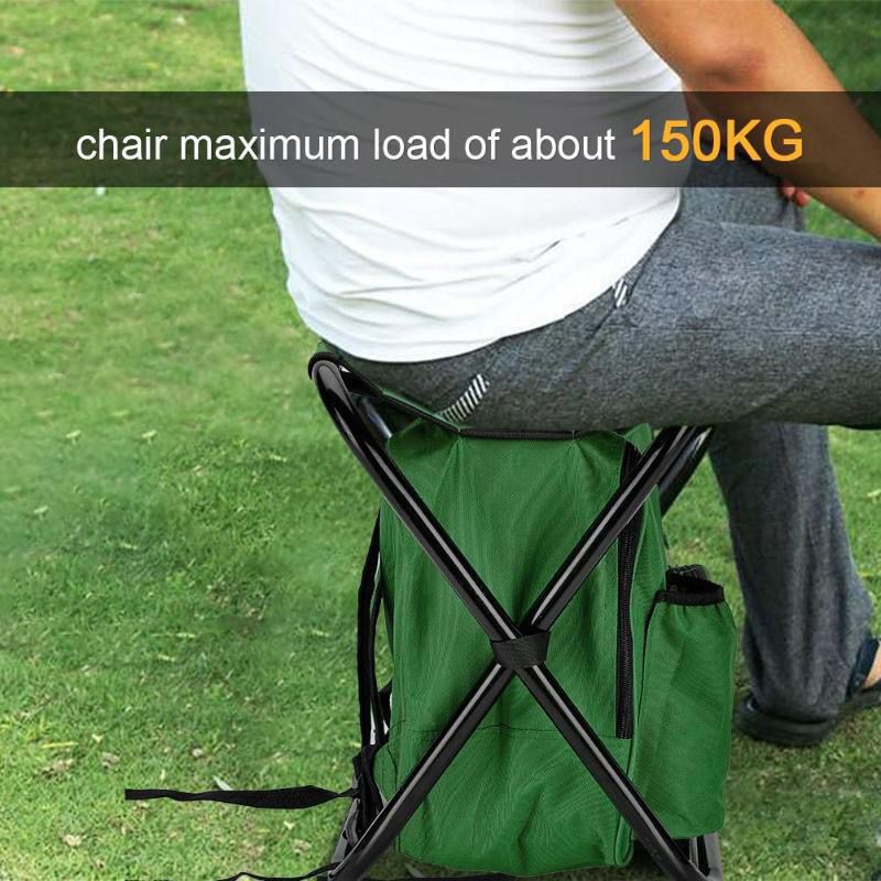 Camouflage Insulated Cooler Backpack Chair Foldable Stool For Picnics & Bbq