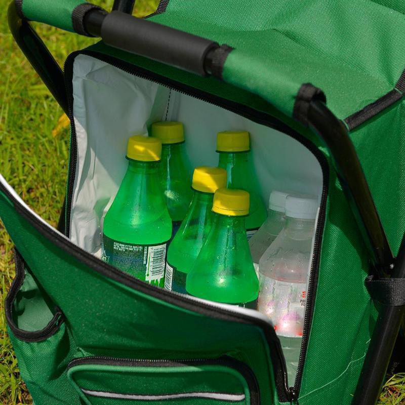 Camouflage Insulated Cooler Backpack Chair Foldable Stool For Picnics & Bbq