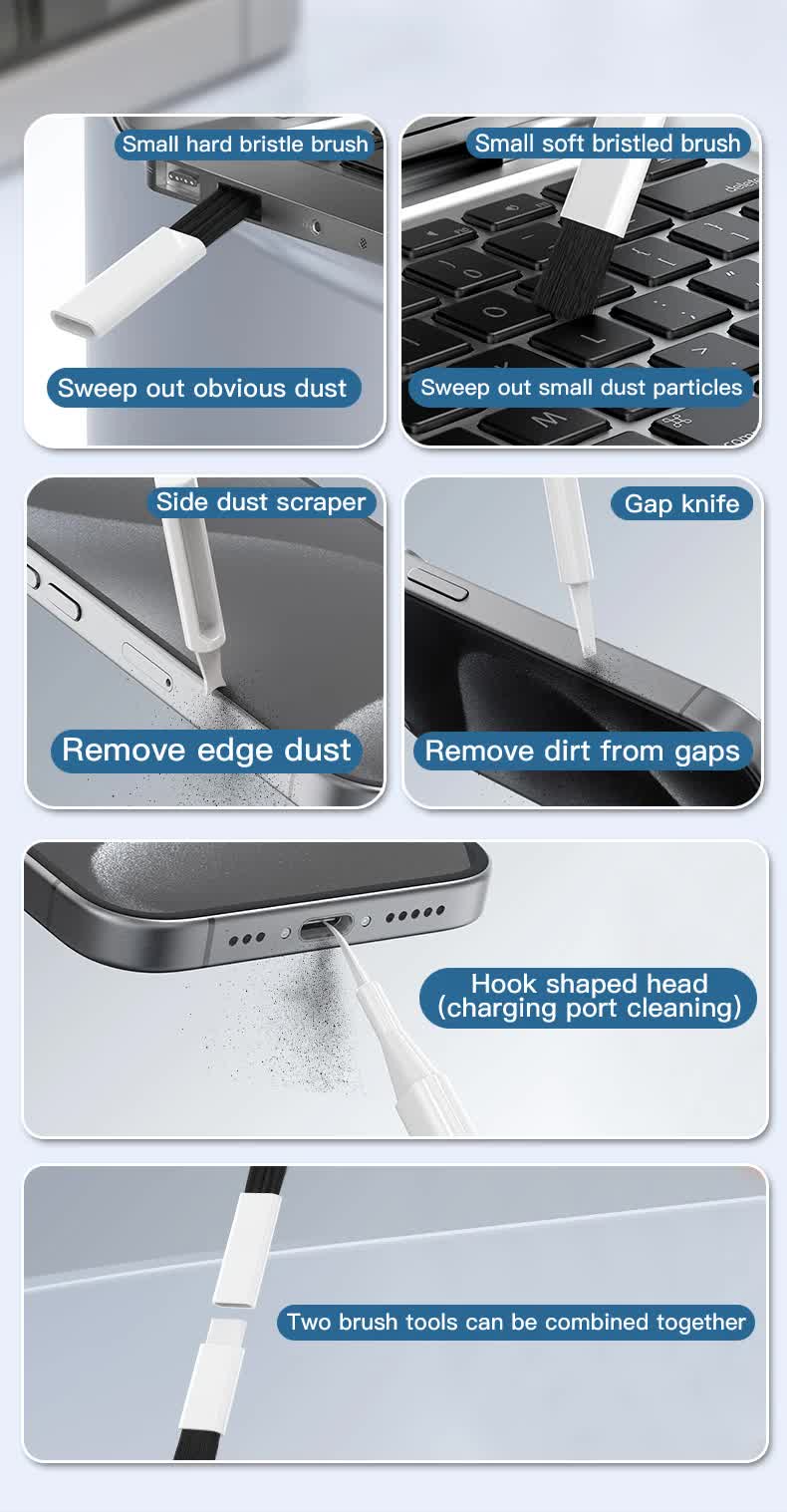 White 22-In-1 Electronics Cleaning Kit For Keyboards Airpods Laptops Cell Phones Cameras