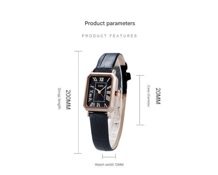 Rose Gold Shell Coffee Strap Ladies Quartz Watch Classic Rectangular Leather Band