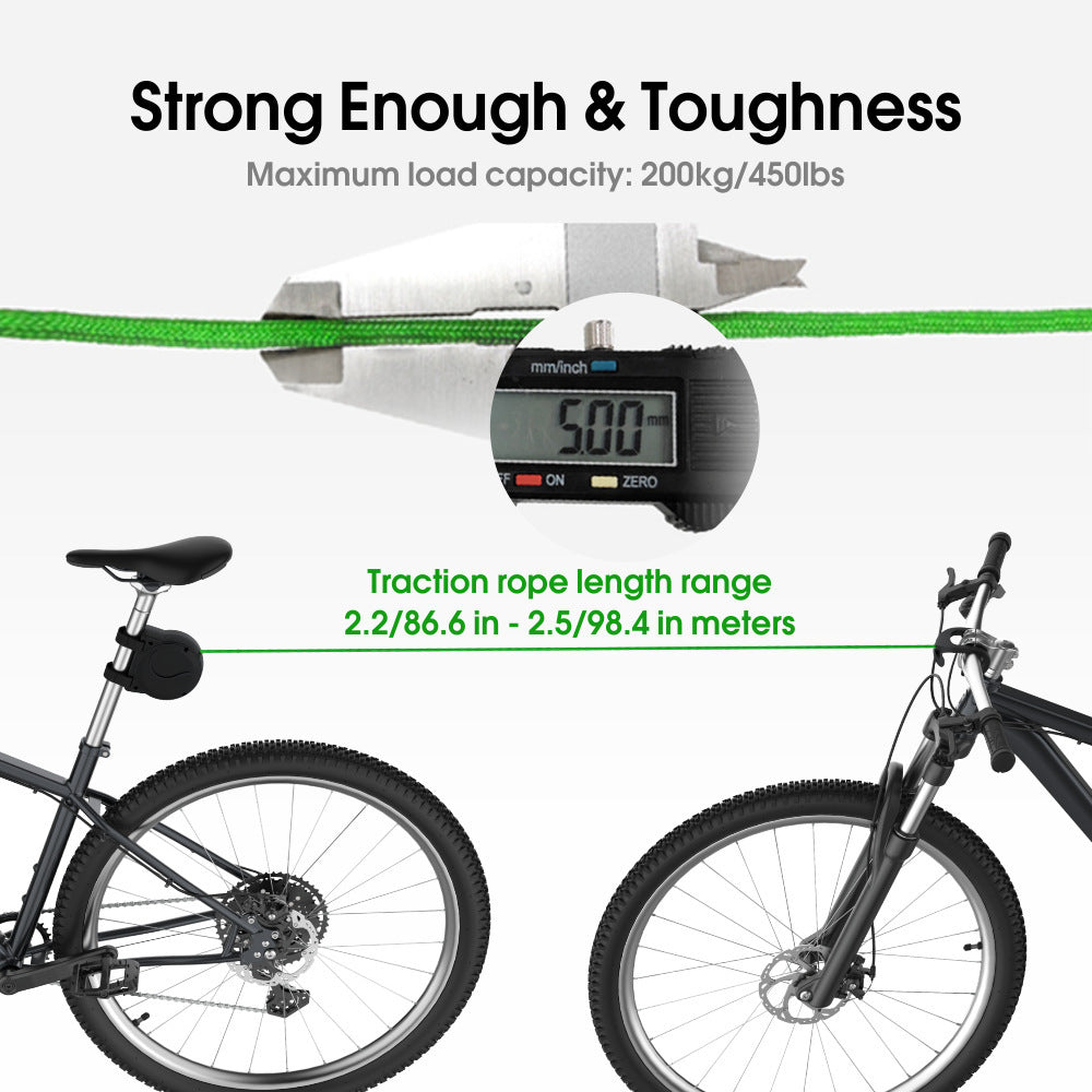 Bike Tow Strap With Automatic Shrinkage Parent Child Cycling Assist Rope 450Lbs Capacity