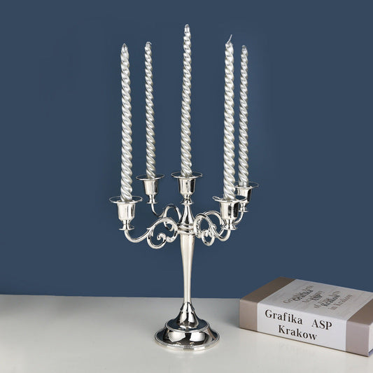 Silver Elegant Metal Candelabra 5 Arm Candle Holder Home Weddings Events