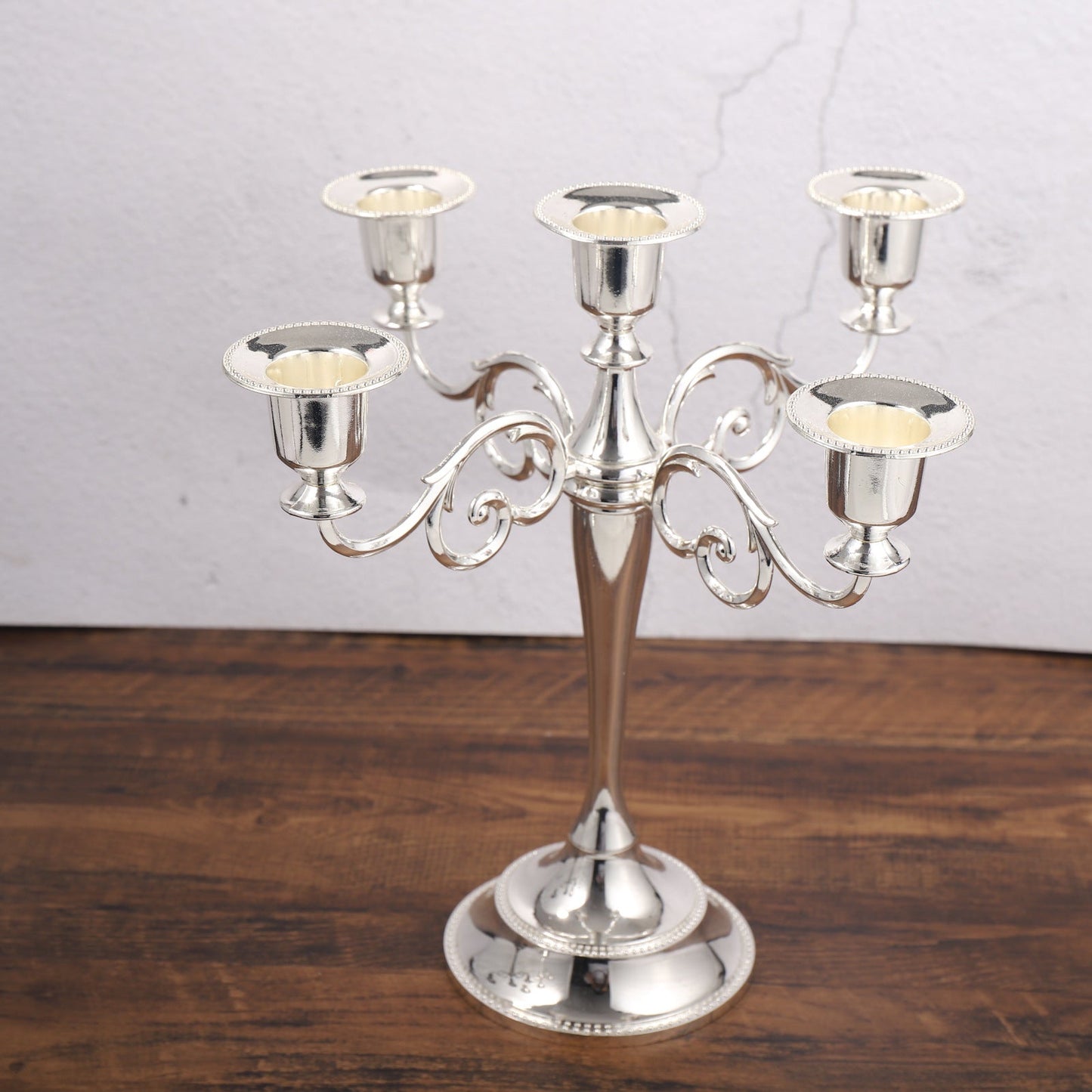 Silver Elegant Metal Candelabra 5 Arm Candle Holder Home Weddings Events
