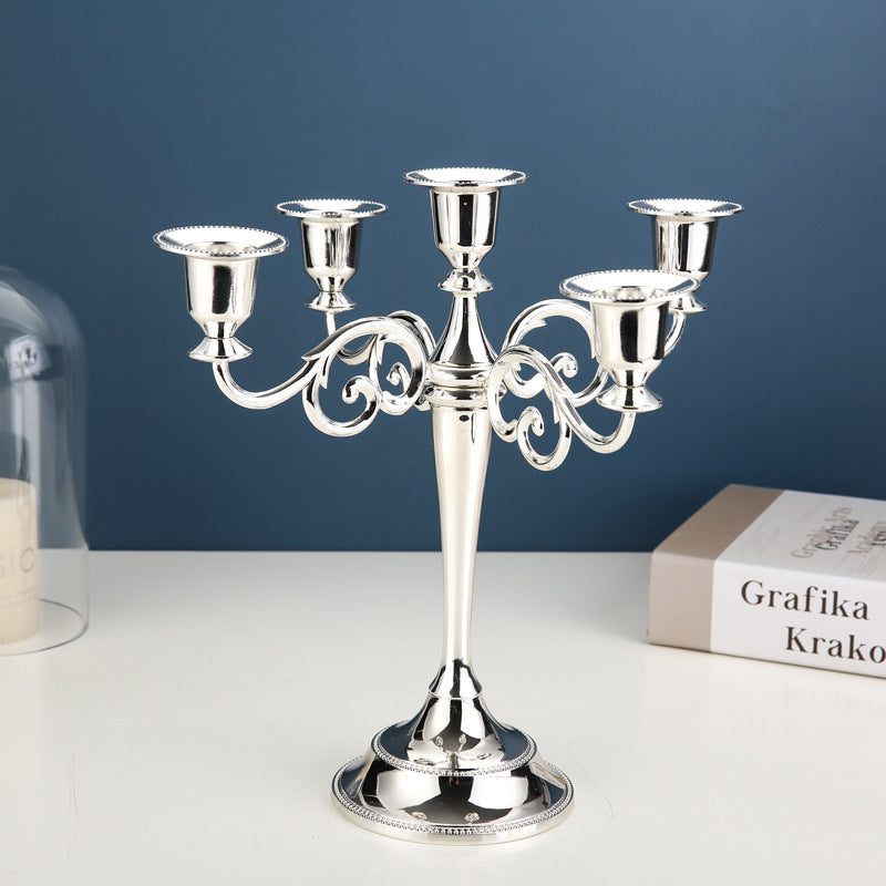Silver Elegant Metal Candelabra 5 Arm Candle Holder Home Weddings Events