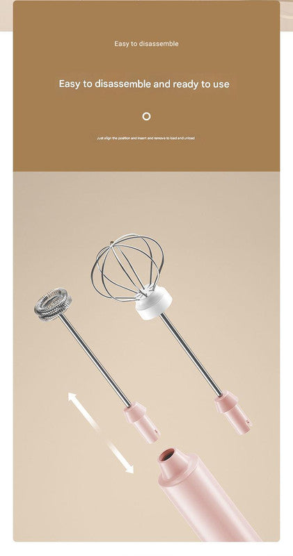 Pink Cordless Drink Mixer & Frother Wand Usb Powered (Spring Bubbler Head)
